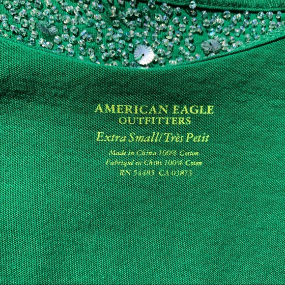 American Eagle Outfitters Tank Top Womens XS Green Cami Beaded Sequins Camisole - Picture 2 of 15
